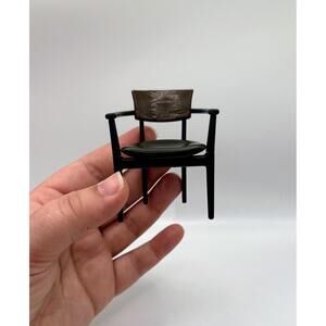 1:12 Scale Miniature Armchair Two Tone Brown Dollhouse Chair, Mid Century Modern